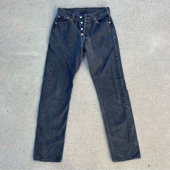 Vintage Y2K Levi’s For Women Black 501 button fly straight leg jeans 29x32 - Picture 2 of 9